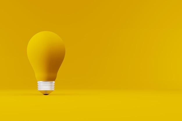 Light bulb on yellow background. concept of creative idea and innovation. 3d illustration