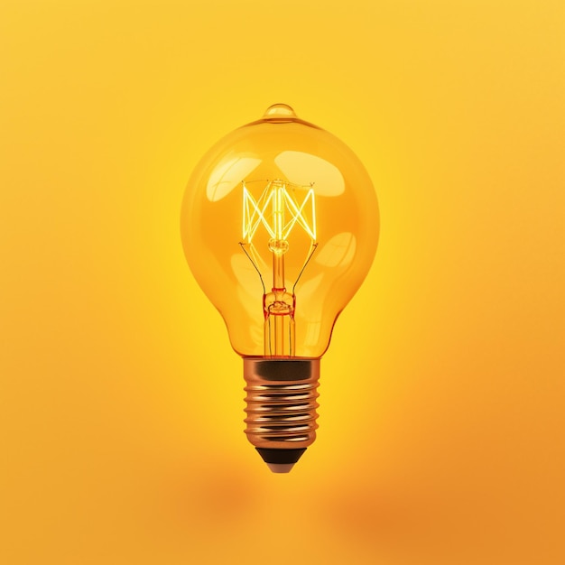 Light bulb on yellow background Creative idea concept Minimal style