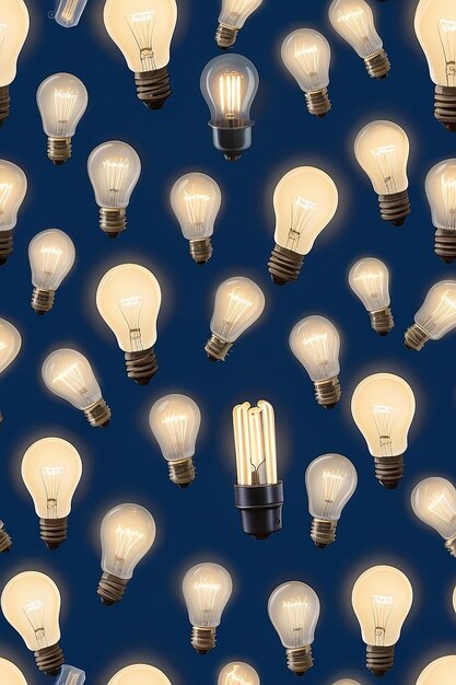 Light bulbs on dark blue background