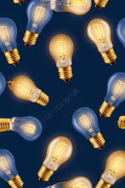 Light bulbs on dark blue background