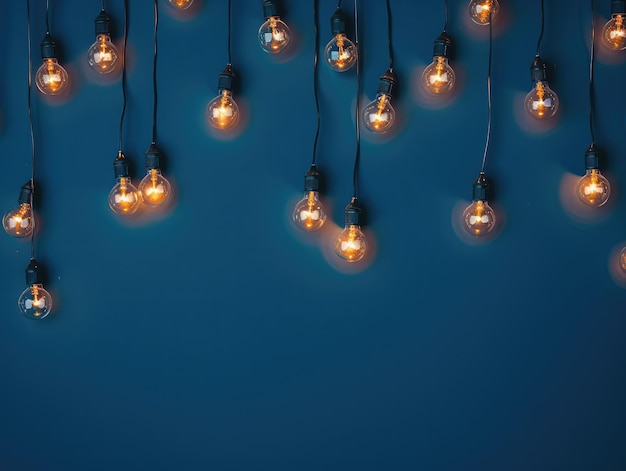 Photo light bulbs on dark blue background