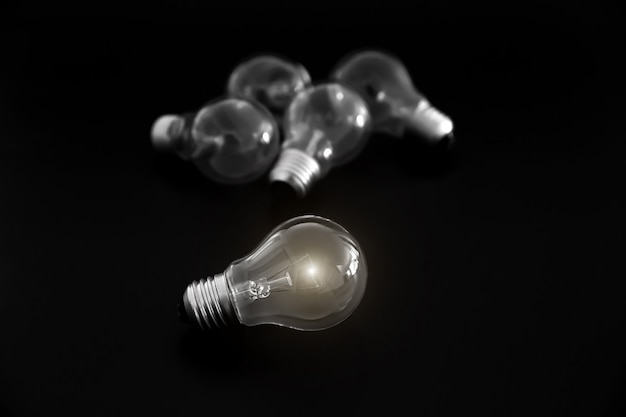 Light bulbs with dark background 