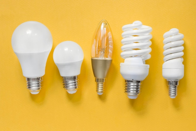 Light bulbs on yellow