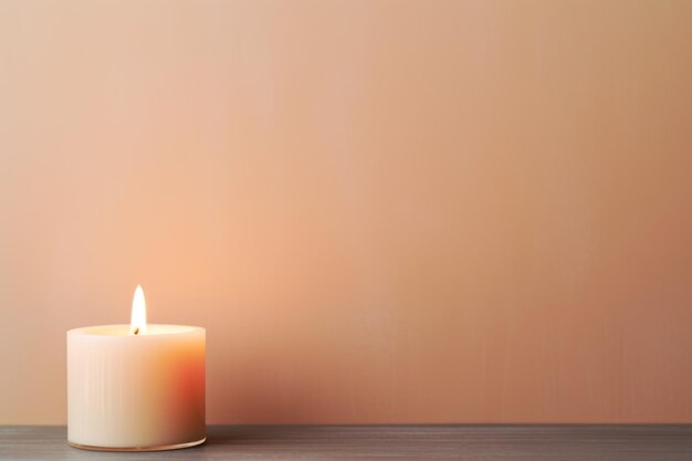 Light candle on pale backdrop