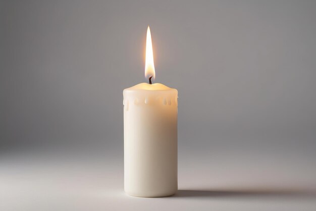 Light candle on pale backdrop