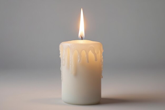 Light candle on pale backdrop