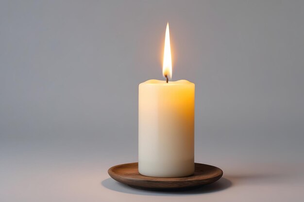 Light candle on pale backdrop