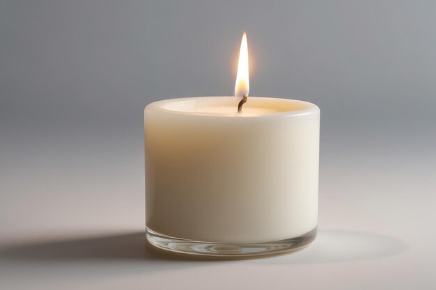 Light candle on pale backdrop
