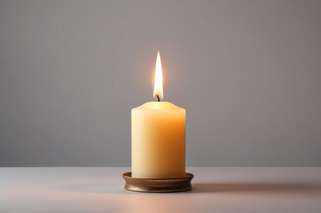 Light candle on pale backdrop