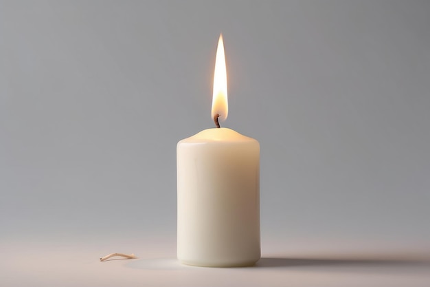 Light candle on pale backdrop