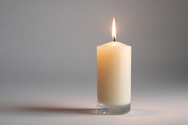 Light candle on pale backdrop