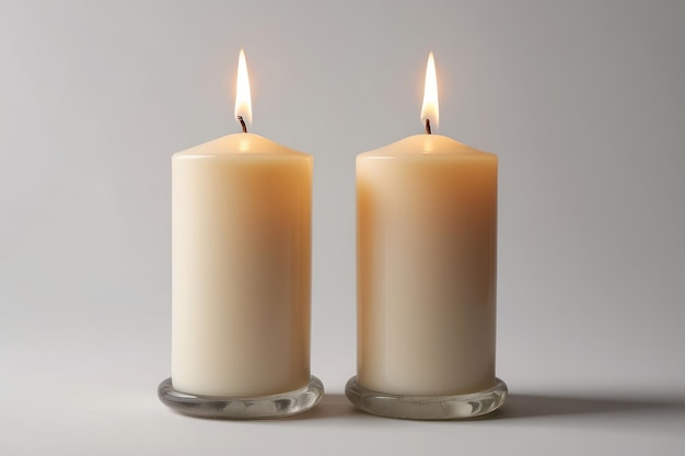 Light candle on pale backdrop