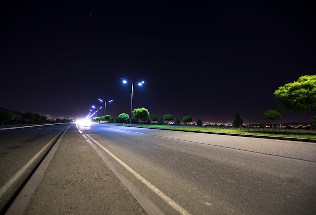 Light of the car at night