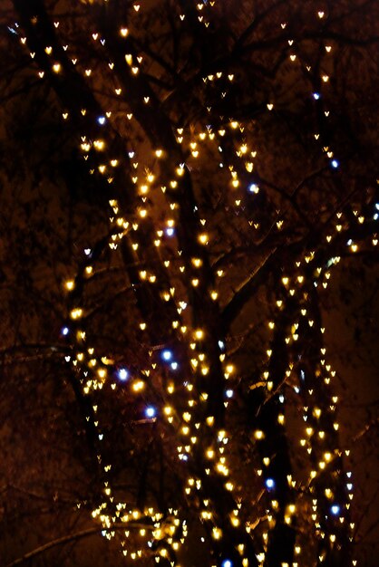 Фото Светлые рождественские украшения ночью на улицах варшавы, польша