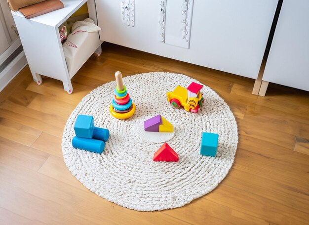 Photo light and cosy children room with white furniture