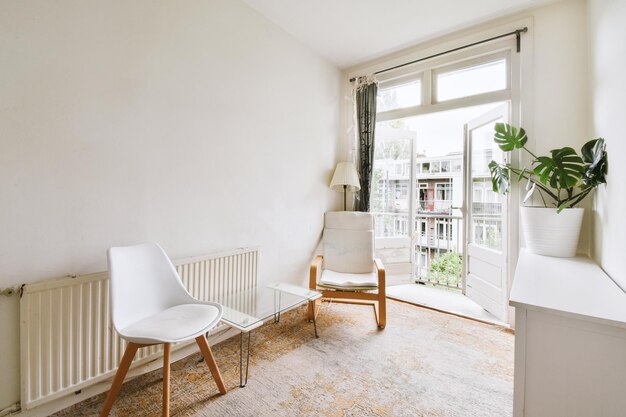 Light cozy baby room with cot