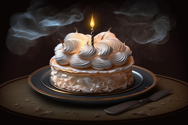 Light crispy meringue cake for birthday celebration