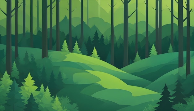 Фото Светлый темный лес гладкий градиент листья комические туманные абстрактные волны зелёный фон