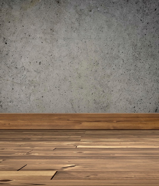 明るく暗い灰色の壁と茶色の木製の床の装飾は,質感のある背景のために