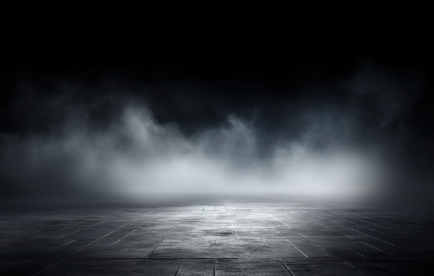 Light in the darkness Mist In The Dark Smoke On Gray floor AI Generated