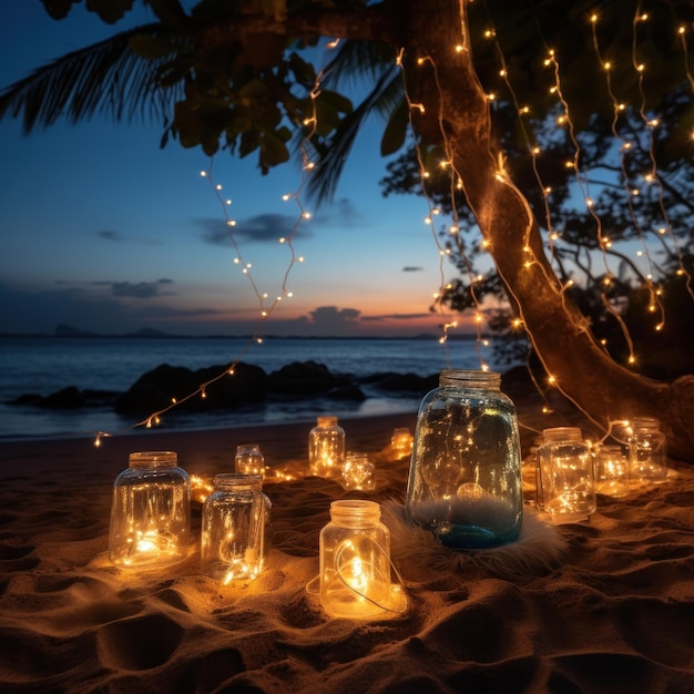 Light decoration on the beach