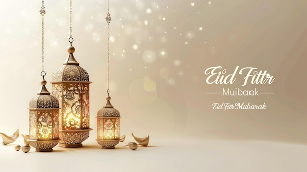 a light display with lanterns and a background of a mosque