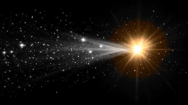 Light effect on a transparent background Bright beautiful star Modern illustration