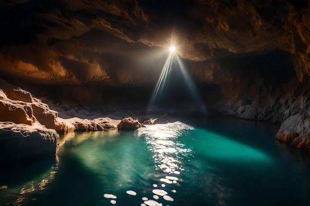 Foto la luce alla fine di una grotta