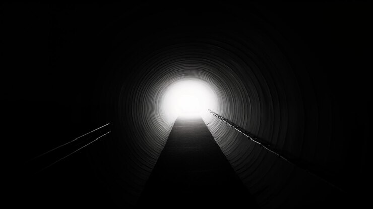 Photo light at the end of a dark tunnel