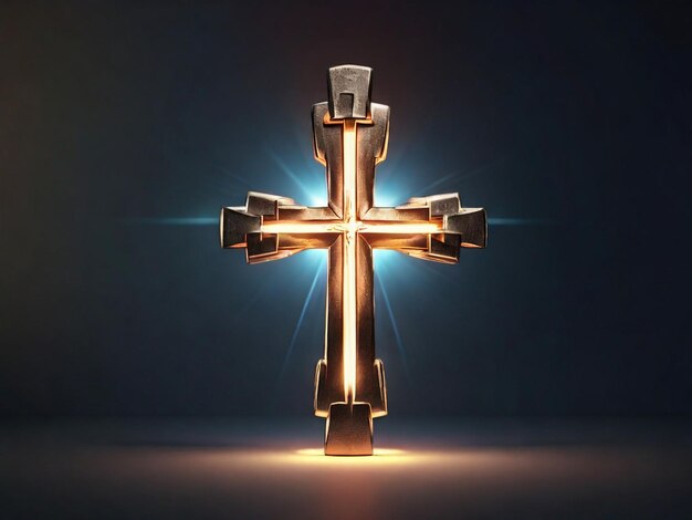 Photo light expel darkness concept background light from sky or heaven shine trough space area crucifix or cross form