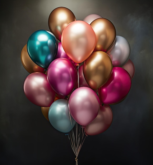 Light festive background with bright colorful balloons d image