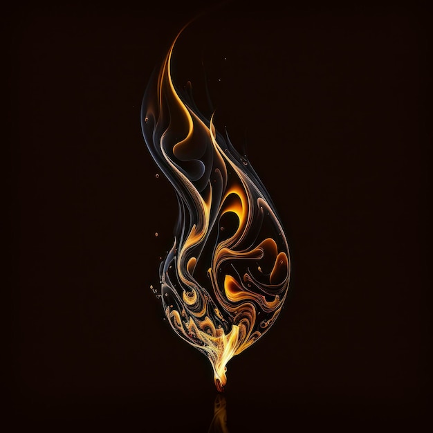 Light flame on the black background