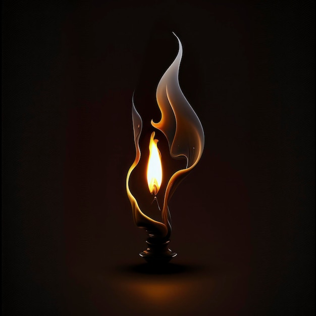 Light flame on the black background