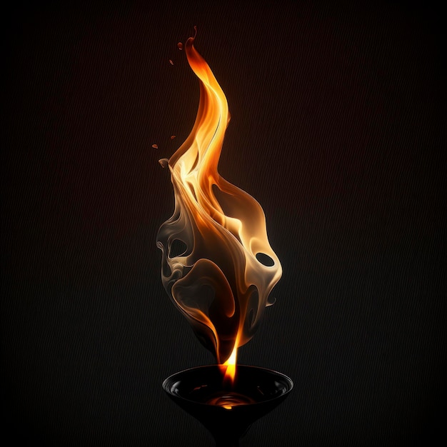 Light flame on the black background