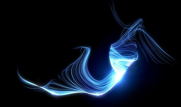 Light glow abstract effect black background. 3d illustration, 3d rendering.