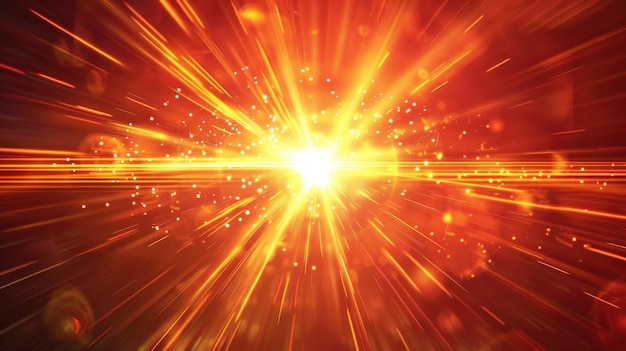 light glow abstract sun burst with digital lens flare in red and yellow