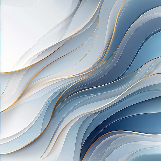 Light gray background blue ombre wave with a golden line