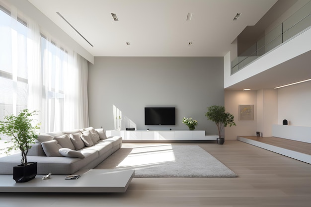 Light gray modern interior space open space contemporary