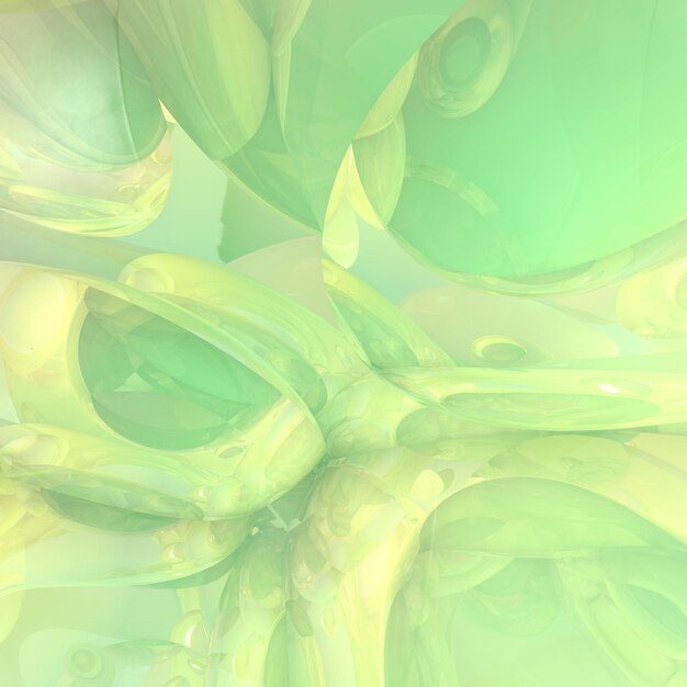 光の多くの反射と屈折からの薄緑色の抽象的な背景。 3Dイラスト、3Dレンダリング。