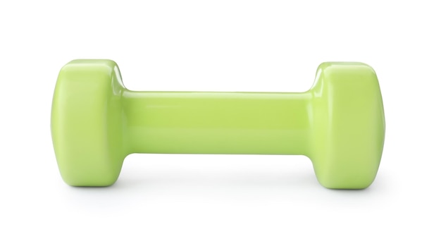 Light green dumbbell isolated on white Weight training equipment