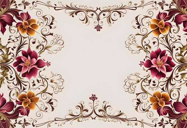 Light grunge background finely floral delicate patterned in the corners of the format