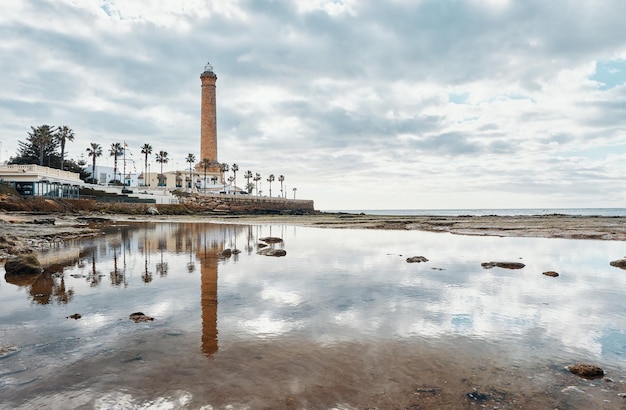 Light house town coast day