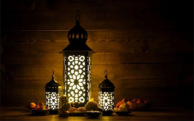 Photo light lantern as a concept for ramadan