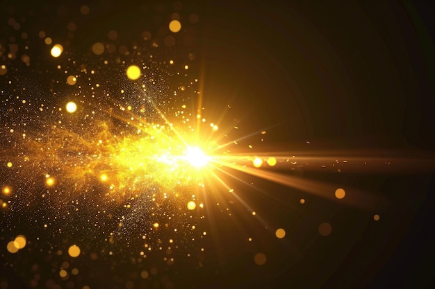 световое украшение линзы вспышка ярко-желтого цвета энергия в темном пространстве