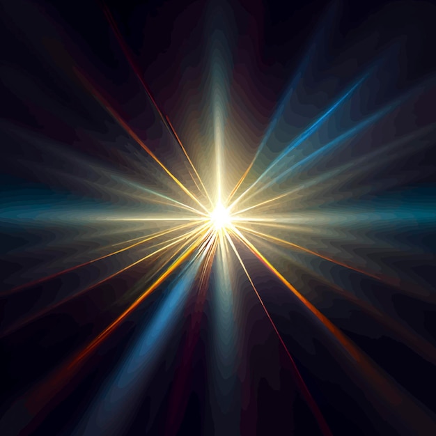 Light Lens flare on black background Lens flare with bright light isolated with a black background