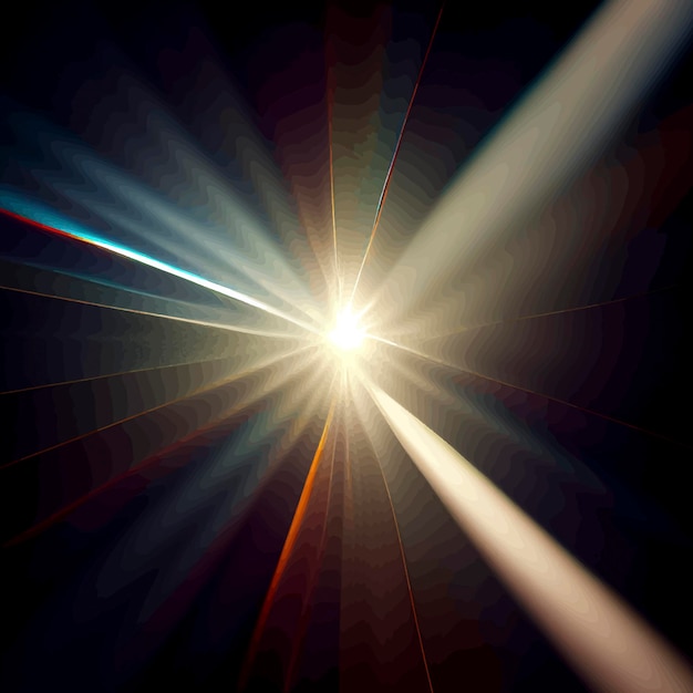 Light Lens flare on black background Lens flare with bright light isolated with a black background