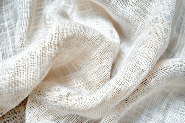 Photo light linen fiber fabric texture white woven background