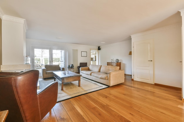 Light living room with balcony door