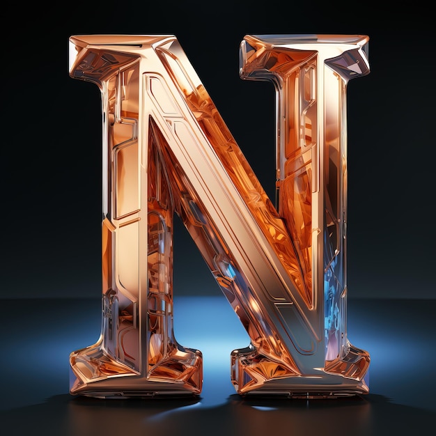 a light made out of glass with the letter n on it