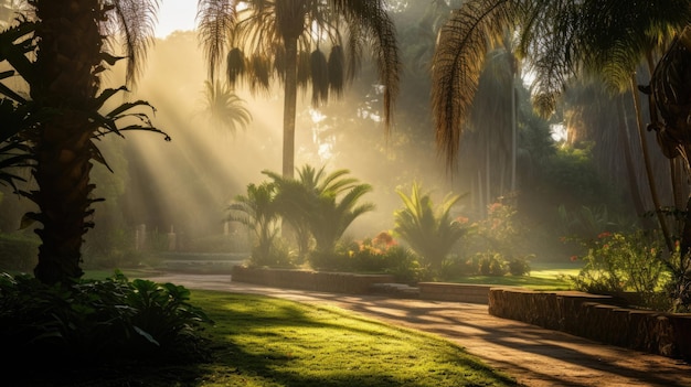 Light morning in the palm garden